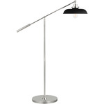 Wellfleet Wide Floor Lamp - Polished Nickel / Midnight Black