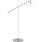 Wellfleet Wide Floor Lamp - Polished Nickel / Matte White