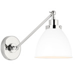 Wellfleet Single Arm Dome Wall Sconce - Polished Nickel / Matte White