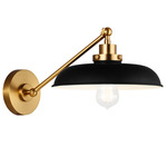 Wellfleet Single Arm Wide Wall Sconce - Burnished Brass / Midnight Black