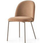 Tuka Tubular Base Chair - Matte Taupe Metal/ Camel Brown Velvet