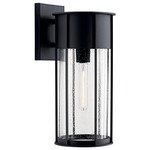 Camillo Outdoor Wall Sconce - Textured Black / Clear Seeded