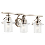 Everett Bathroom Vanity Light - Polished Nickel / Clear