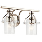 Everett Bathroom Vanity Light - Polished Nickel / Clear