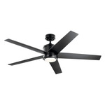 Brahm Ceiling Fan with Light - Satin Black / Satin Black / Silver