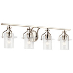 Everett Bathroom Vanity Light - Polished Nickel / Clear