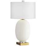 Hilo Wide Table Lamp - White / White