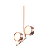 Limelight Circle Angle Duo Pendant - Copper Plated / White Glass