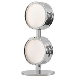 Limelight Small Circle Table Lamp - Chrome / White Lines Glass