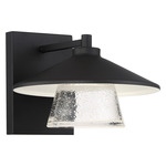 Silo Outdoor Wall Sconce - Black / Clear Seeded