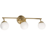 Pearl Bathroom Vanity Light - Satin Brass / White