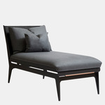 Boudoir Chaise Lounge - Satin Copper / Black Leather / Navy Fabric