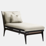 Boudoir Chaise Lounge - Satin Copper / Beige Leather / Beige Fabric