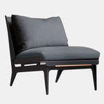 Boudoir Chair - Satin Copper / Navy Leather / Navy Fabric