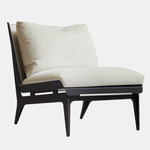 Boudoir Chair - Satin Nickel / Beige Leather / Beige Fabric