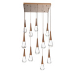 Raindrop Waterfall Linear Multi Light Pendant - Burnished Bronze / Clear