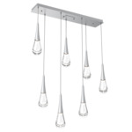 Raindrop Waterfall Linear Multi Light Pendant - Classic Silver / Clear