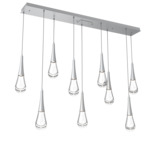 Raindrop Waterfall Linear Multi Light Pendant - Classic Silver / Clear