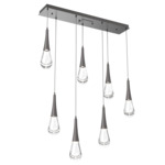 Raindrop Waterfall Linear Multi Light Pendant - Graphite / Clear