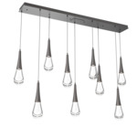 Raindrop Waterfall Linear Multi Light Pendant - Graphite / Clear