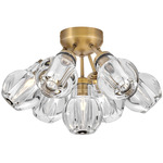 Elise Semi Flush Ceiling Light - Heritage Brass / Crystal