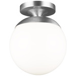 Leo Semi Flush Ceiling Light - Satin Aluminum / Smooth White