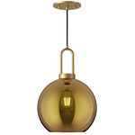 Soji Round Pendant - Aged Gold / Copper Glass