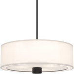 Theo Pendant - Matte Black / White Linen