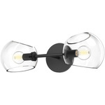 Willow Double Wall Sconce - Matte Black / Clear