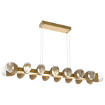 Pebble Linear Pendant - Gilded Brass / Clear Cast Glass