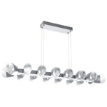 Pebble Linear Pendant - Classic Silver / Clear Cast Glass