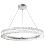 Asscher Chandelier - Beige Silver / Clear Cast Glass