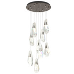 Luma Round Multi Light Pendant - Bronze / Crystal