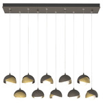 Brooklyn Linear Multi Light Pendant - Dark Smoke / Modern Brass