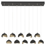 Brooklyn Linear Multi Light Pendant - Black / Soft Gold