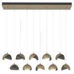 Brooklyn Linear Multi Light Pendant - Soft Gold / Natural Iron