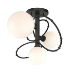 Olympus Semi Flush Ceiling Light - Black / Opal