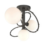 Olympus Semi Flush Ceiling Light - Natural Iron / Opal