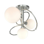 Olympus Semi Flush Ceiling Light - Vintage Platinum / Opal