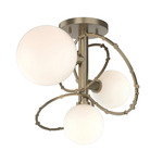 Olympus Semi Flush Ceiling Light - Soft Gold / Opal