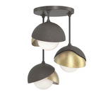 Brooklyn Double Multi Semi Flush Light - Dark Smoke / Modern Brass