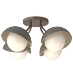 Brooklyn Single Shade Wide Semi Flush Light - Bronze / Natural Iron