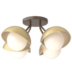 Brooklyn Single Shade Wide Semi Flush Light - Bronze / Modern Brass