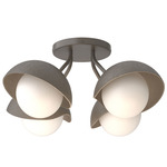 Brooklyn Single Shade Wide Semi Flush Light - Dark Smoke / Dark Smoke