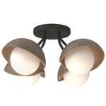 Brooklyn Single Shade Wide Semi Flush Light - Black / Bronze