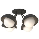 Brooklyn Single Shade Wide Semi Flush Light - Black / Black