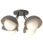 Brooklyn Single Shade Wide Semi Flush Light - Oil Rubbed Bronze / Natural Iron