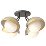 Brooklyn Single Shade Wide Semi Flush Light - Oil Rubbed Bronze / Modern Brass