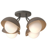 Brooklyn Single Shade Wide Semi Flush Light - Natural Iron / Bronze