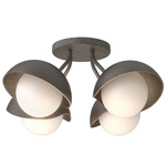 Brooklyn Single Shade Wide Semi Flush Light - Natural Iron / Oil Rubbed Bronze